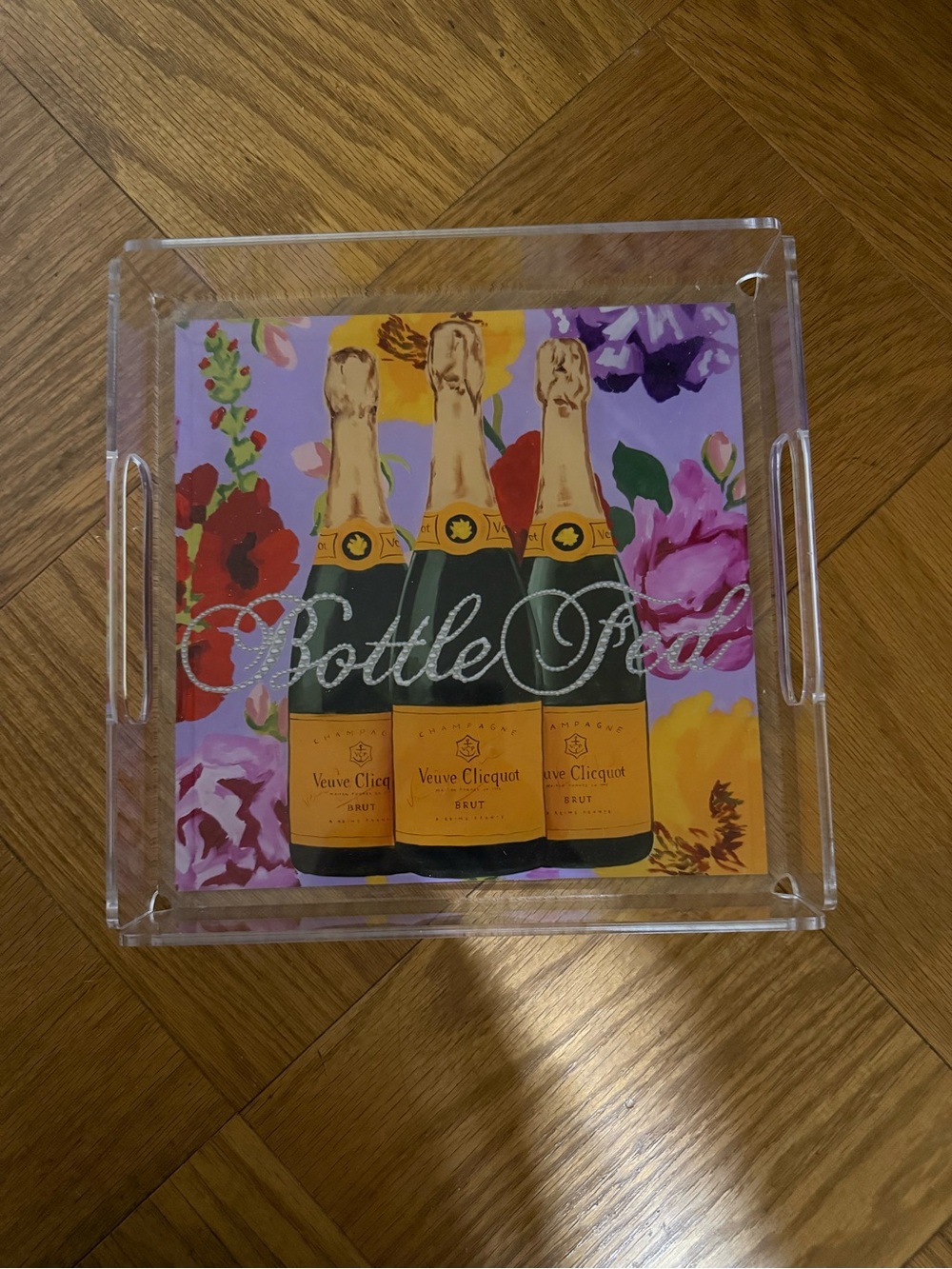 Ashley Longshore “Bottle Fed” acrylic tray 10.5” x 10.5”